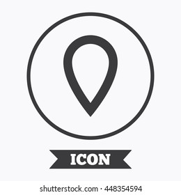 Map pointer sign icon. Location marker symbol. Graphic design element. Flat symbol in circle button. Vector