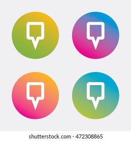 Map pointer sign icon. Location marker symbol. Gradient flat buttons with icon. Modern design. Vector