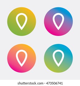 Map pointer sign icon. Location marker symbol. Gradient flat buttons with icon. Modern design. Vector