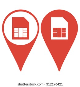 Map pointer. Sim card vector icon. Flat design style eps 10