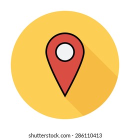 Map pointer. Single flat color icon on the circle. Vector illustration.