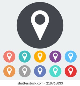 Map pointer. Single flat icon on the circle. Vector illustration.