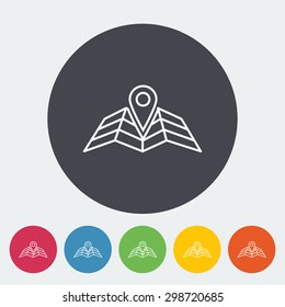 Map pointer. Single flat icon on the circle. Vector illustration.