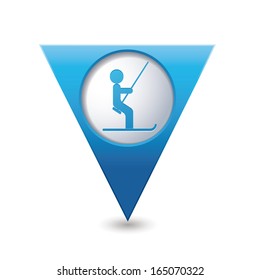 Map pointer with ski lift icon. Vector illustration