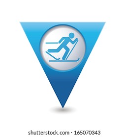 Map pointer with ski track icon. Vector illustration