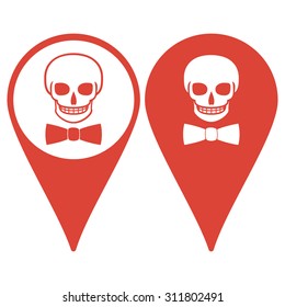 Map pointer. Skull icon isolated, tie. Flat design style eps 10