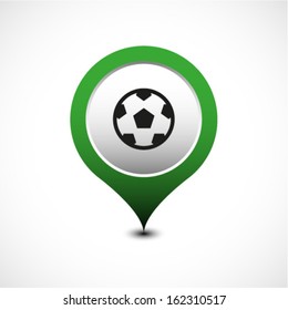 Map pointer with soccer icon. Vector illustration