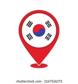Map pointer South Korea flag icon design