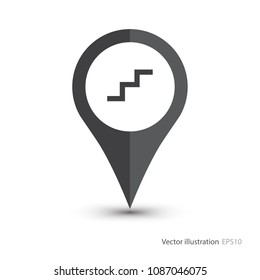 Map pointer with stair icon