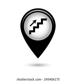 Map pointer with stairs icon