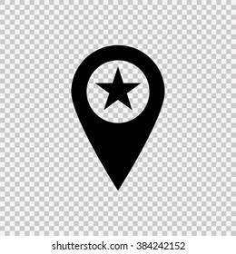 Map pointer with star.