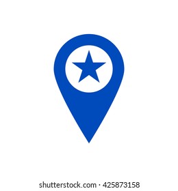 Map pointer with star.
