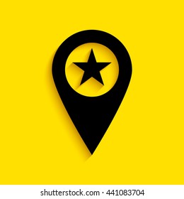 Map pointer with star.