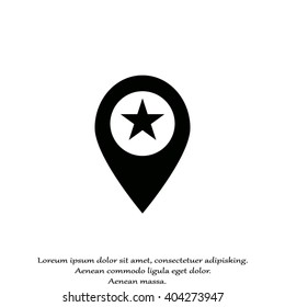 Map pointer with star. Star favorite pin map icon. Map pointer. Map markers.