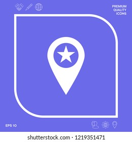 Map pointer with star. Graphic elements for your design