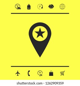 Map pointer with star. Graphic elements for your design