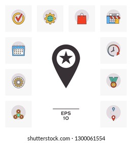 Map pointer with star. Graphic elements for your design