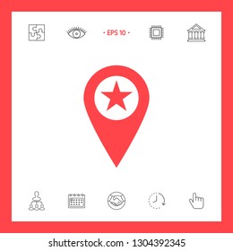 Map pointer with star. Graphic elements for your design