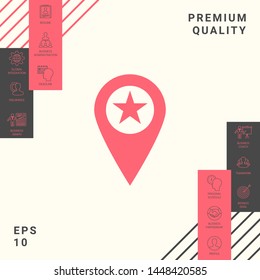 Map pointer with star. Graphic elements for your design