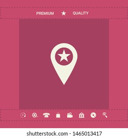 Map pointer with star. Graphic elements for your design