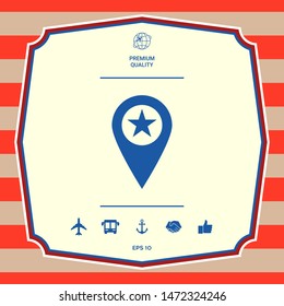 Map pointer with star. Graphic elements for your design