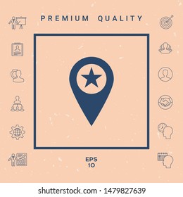 Map pointer with star. Graphic elements for your design