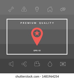 Map pointer with star. Graphic elements for your design