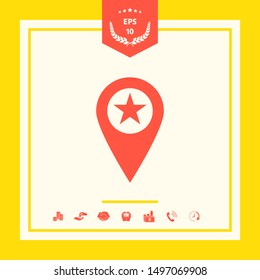 Map pointer with star. Graphic elements for your design