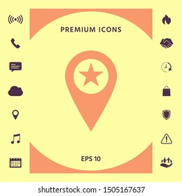 Map pointer with star. Graphic elements for your design