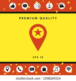 Map pointer with star. Graphic elements for your design