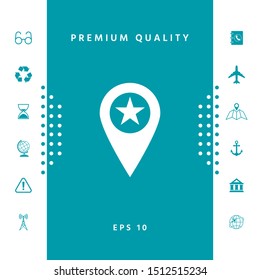Map pointer with star. Graphic elements for your design