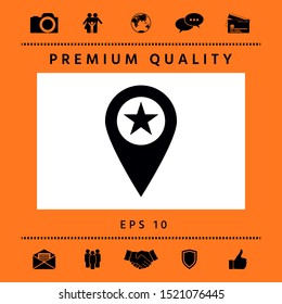 Map pointer with star. Graphic elements for your design