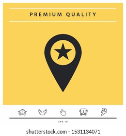 Map pointer with star. Graphic elements for your design