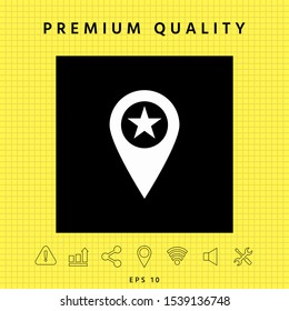 Map pointer with star. Graphic elements for your design