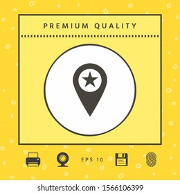 Map pointer with star. Graphic elements for your design