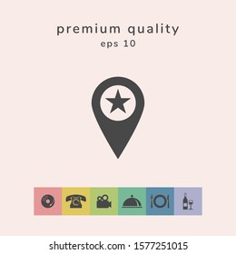 Map pointer with star. Graphic elements for your design