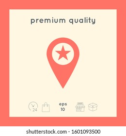 Map pointer with star. Graphic elements for your design
