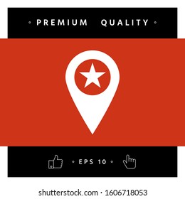 Map pointer with star. Graphic elements for your design