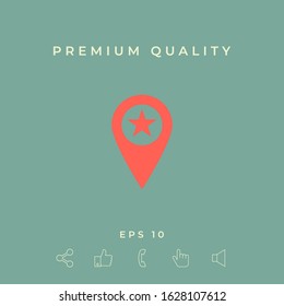 Map pointer with star. Graphic elements for your design