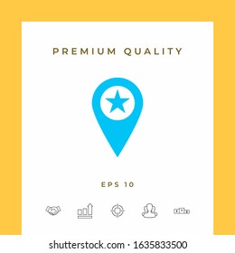 Map pointer with star. Graphic elements for your design