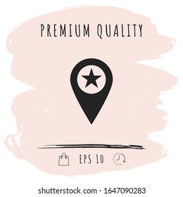 Map pointer with star. Graphic elements for your design