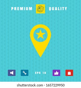 Map pointer with star. Graphic elements for your design