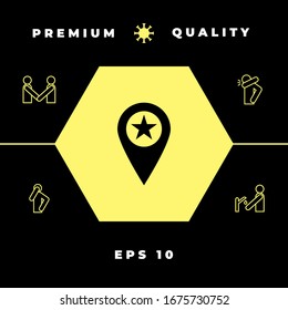 Map pointer with star. Graphic elements for your design