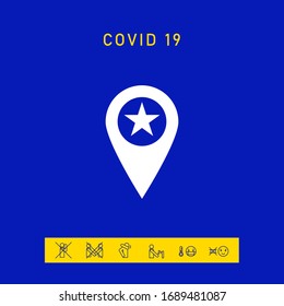 Map pointer with star. Graphic elements for your design