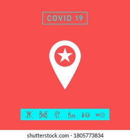 Map pointer with star. Graphic elements for your design