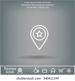 Map pointer star icon