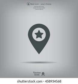 Map pointer star icon