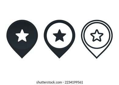 Map pointer star icon. Favorite best location. Illustration vector