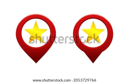 Map pointer with star icon. Star favorite location. Illustration vector