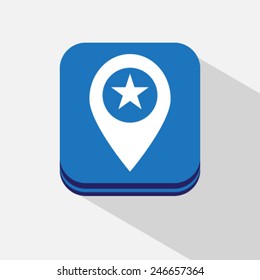 Map pointer with star - places optimization. Vector icon